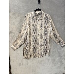 Tamara H. Snake Print Button Down Long Sleeve Top Blouse Shirt  Womens XL